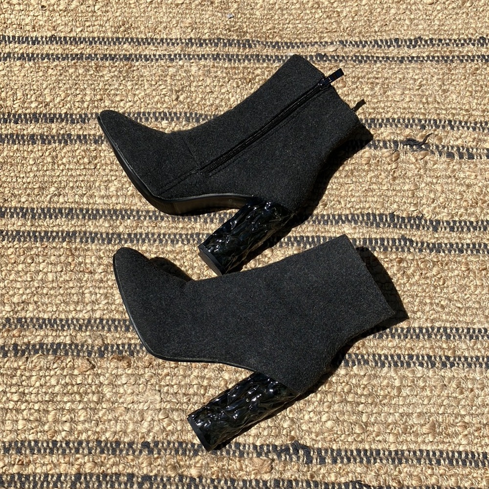 Chunky heel gray ankle boots $25